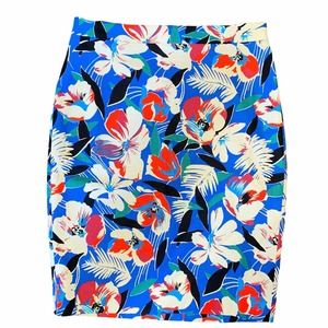J. Crew Floral Blue Pencil Skirt New